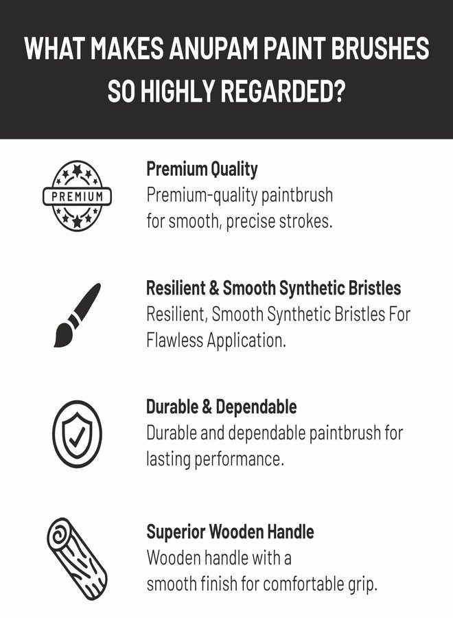 Anupam Round and Flat Synthetic Mix Painting Brush Set of 4pc Short Handle Painting Brush for Watercolor,Acrylic & One Stroke Painting (Sr. 31 & 32) - Image 2